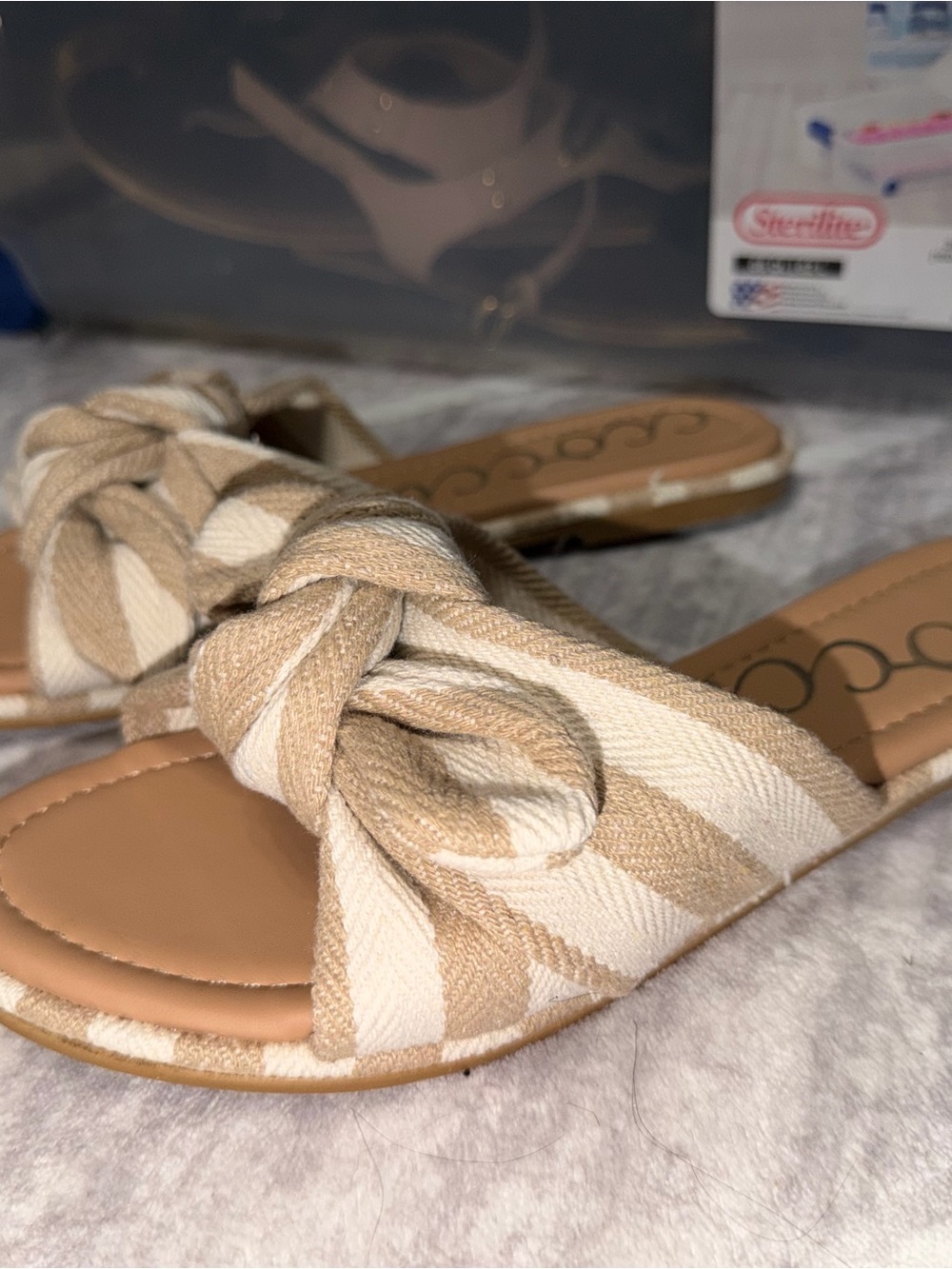 CCOCCI Beige and Cream Knotted Slide Sandals